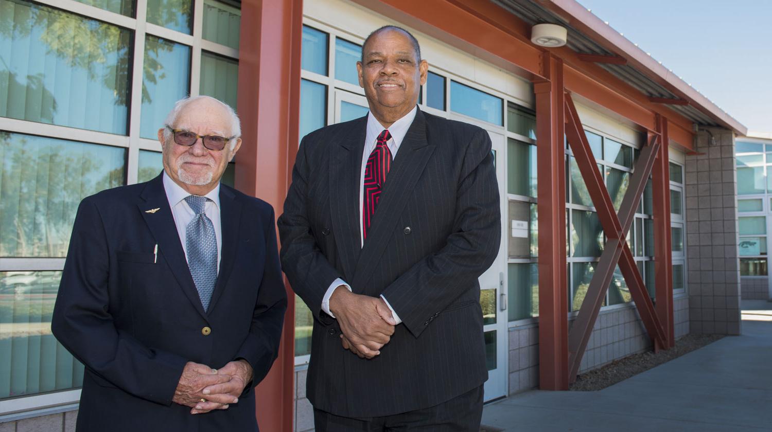 La Margo Washington and Stephen Sloan outside Extended Education